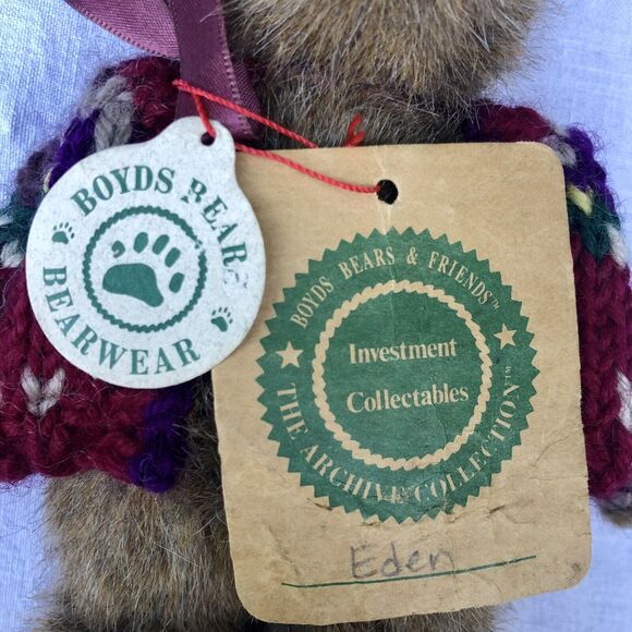 Boyds Bear Archive Collection Eden Retired 1364 Bearwear Cardigan & Tags 6” EUC - Picture 5 of 10